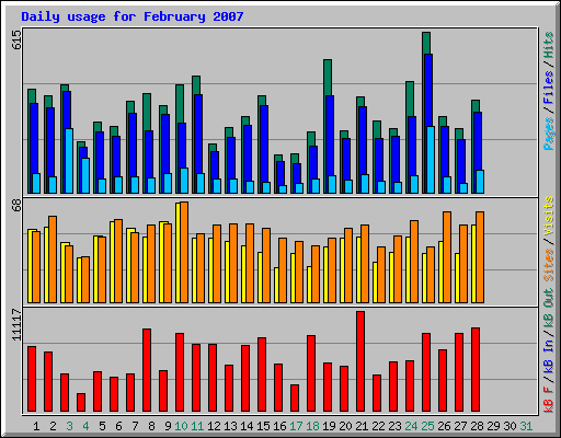 Daily usage for February 2007