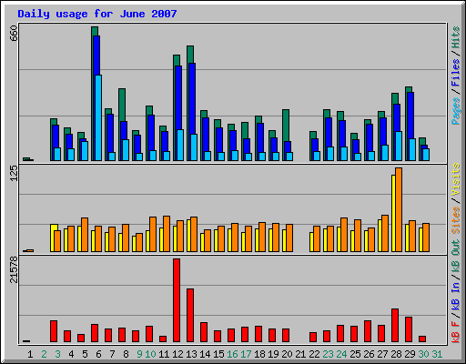 Daily usage for June 2007