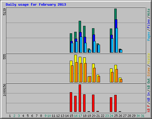 Daily usage for February 2013