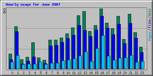 Hourly usage for June 2007