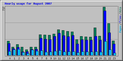 Hourly usage for August 2007