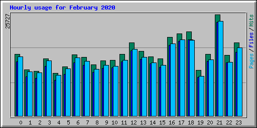 Hourly usage for February 2020